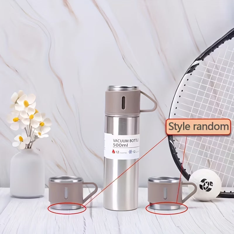 Triple-Cap Stainless Thermos