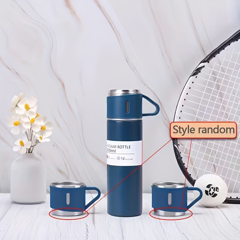 Triple-Cap Stainless Thermos