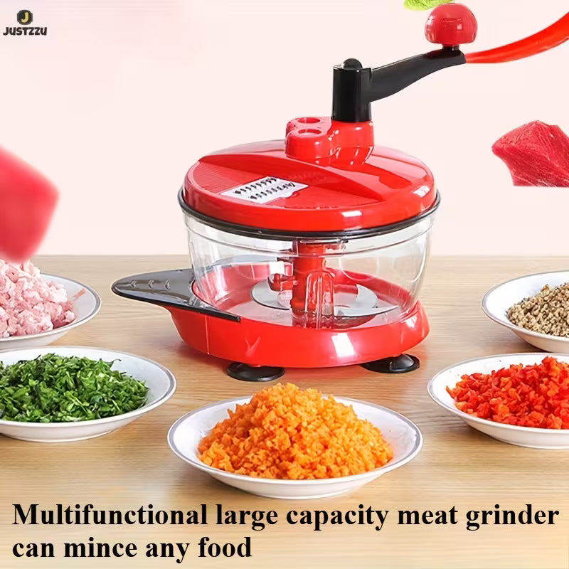 Manual Hand-Press Vegetable & Meat Chopper (Crank Style)