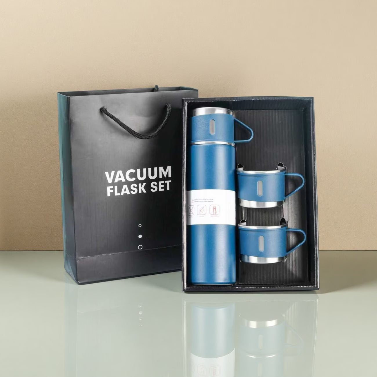 Triple-Cap Stainless Thermos