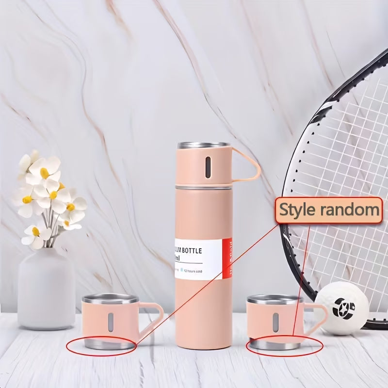 Triple-Cap Stainless Thermos